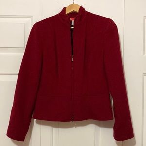 Anne Klein 100 percent wool zip front jacket with peplum bottom. Next to new.